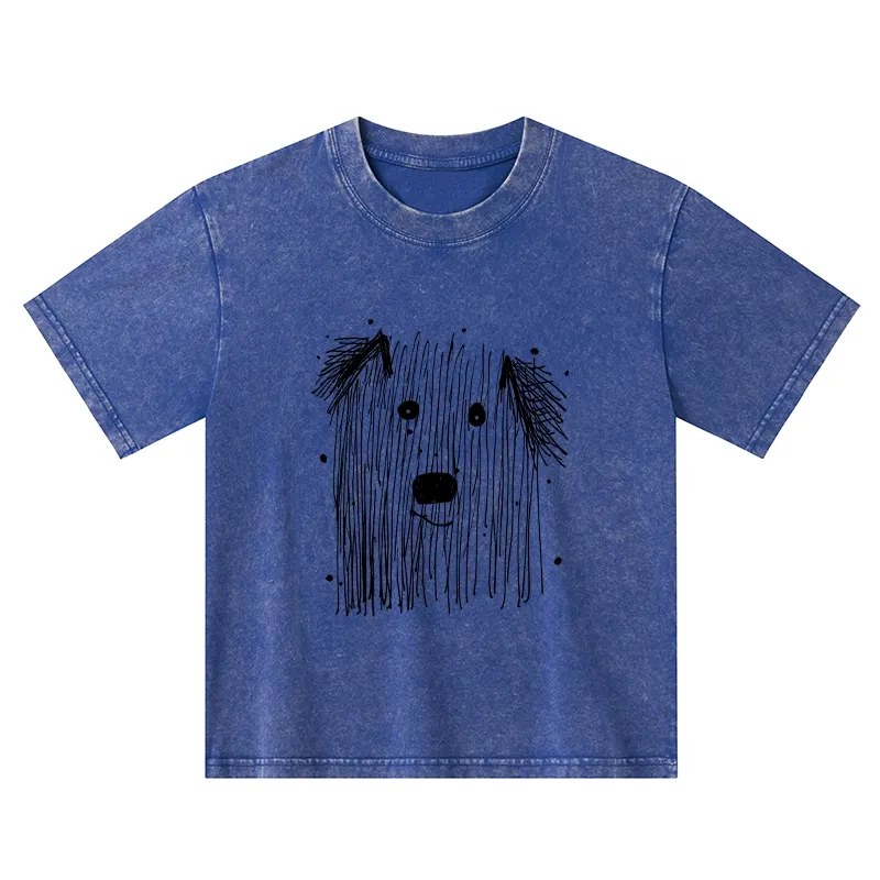 Tokyo-Tiger Fluffy Chaos In Dog Form Kids Washed T-Shirt