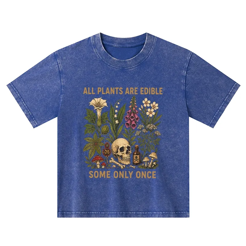 Tokyo-Tiger Edible Plants Some Only Once Joke Kids Washed T-Shirt