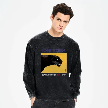 Tokyo-Tiger Black Panther Washed Long Sleeve T-Shirt