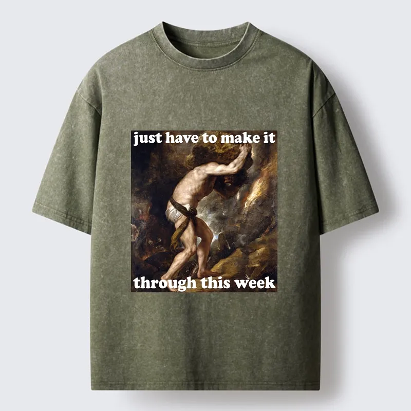 Tokyo-Tiger Sisyphus Struggles Through Busy Week Washed T-Shirt