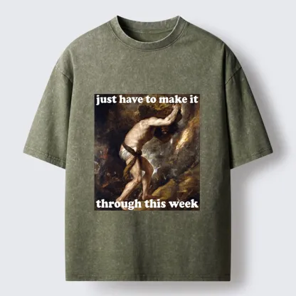 Tokyo-Tiger Sisyphus Struggles Through Busy Week Washed T-Shirt