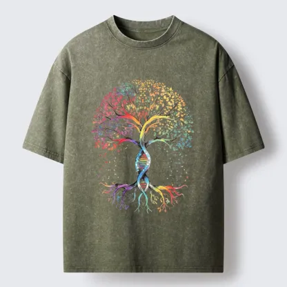 Tokyo-Tiger Watercolor Pride Tree Artwork Washed T-Shirt