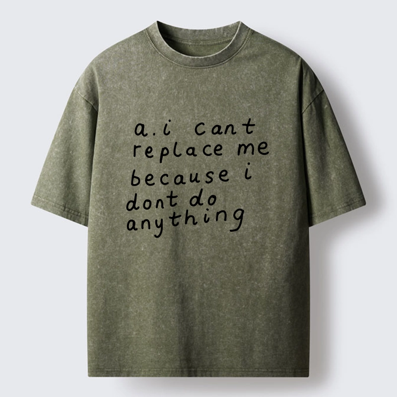 Tokyo-Tiger Funny Lazy Person AI Meme Washed T-Shirt