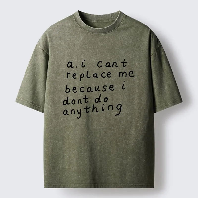 Tokyo-Tiger Funny Lazy Person AI Meme Washed T-Shirt