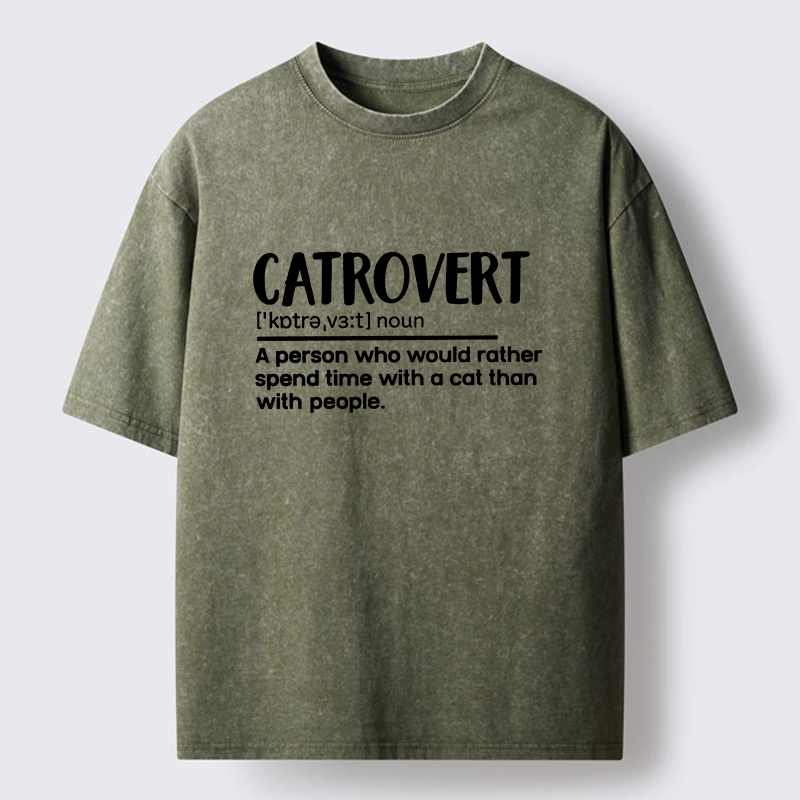 Tokyo-Tiger Catrovert Love Cats Not People Washed T-Shirt