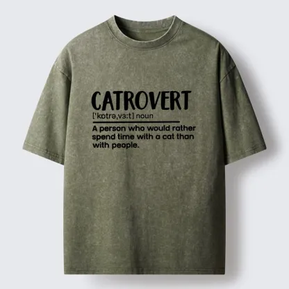 Tokyo-Tiger Catrovert Love Cats Not People Washed T-Shirt