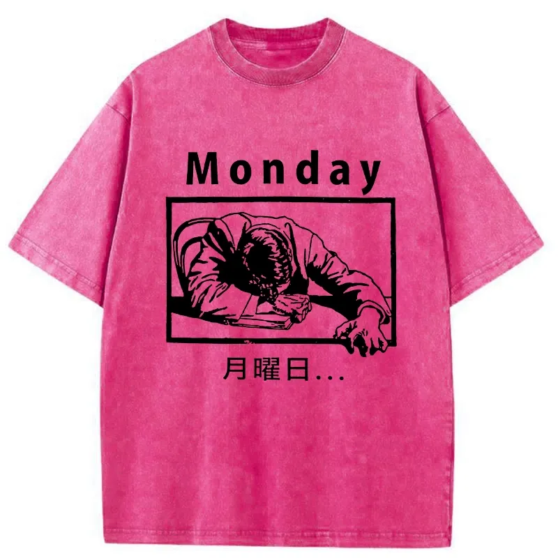 Tokyo-Tiger Painful Monday Funny Washed T-Shirt