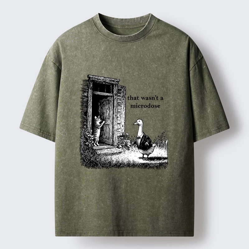 Tokyo-Tiger Funny Cat And Duck Door Joke Washed T-Shirt
