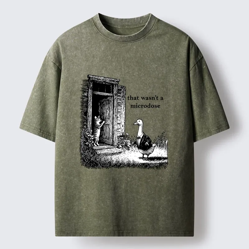 Tokyo-Tiger Funny Cat And Duck Door Joke Washed T-Shirt