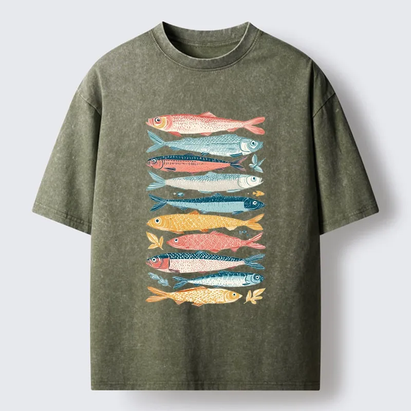 Tokyo-Tiger Beautiful Colorful Fish In The Sea Washed T-Shirt