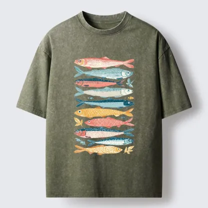 Tokyo-Tiger Beautiful Colorful Fish In The Sea Washed T-Shirt