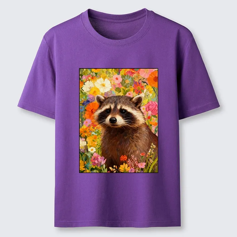 Tokyo-Tiger Raccoon Among Bright Flowers Classic T-Shirt