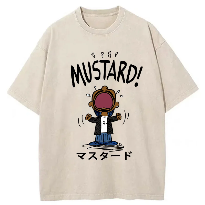 Tokyo-Tiger Mustard Funny kanji Washed T-Shirt