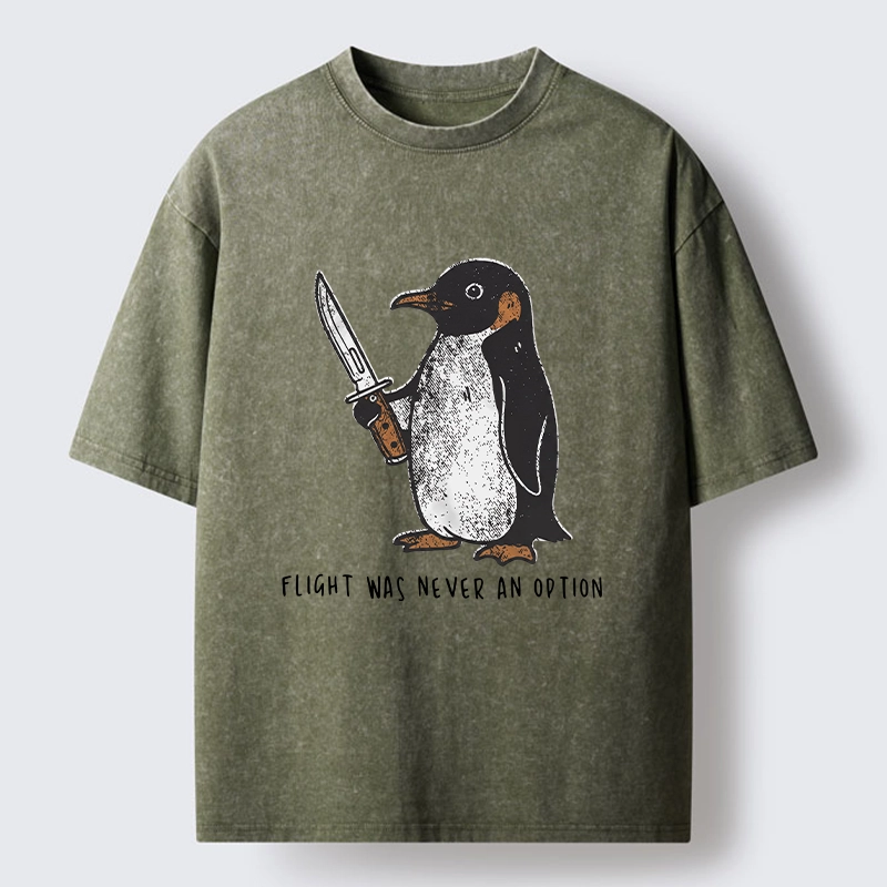 Tokyo-Tiger Do Not Test The Cold Penguin Washed T-Shirt