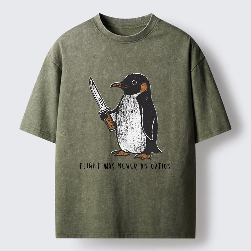 Tokyo-Tiger Do Not Test The Cold Penguin Washed T-Shirt