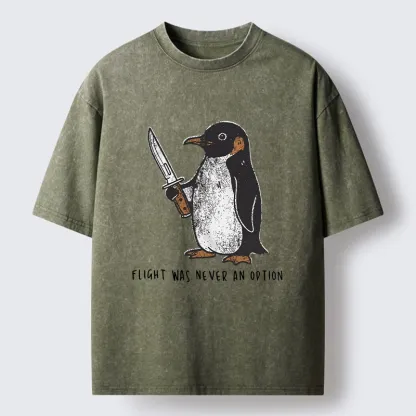 Tokyo-Tiger Do Not Test The Cold Penguin Washed T-Shirt