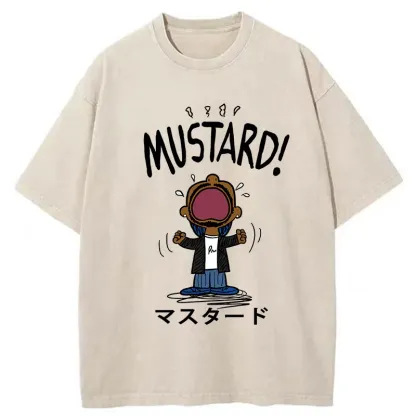 Tokyo-Tiger Mustard Funny kanji Washed T-Shirt