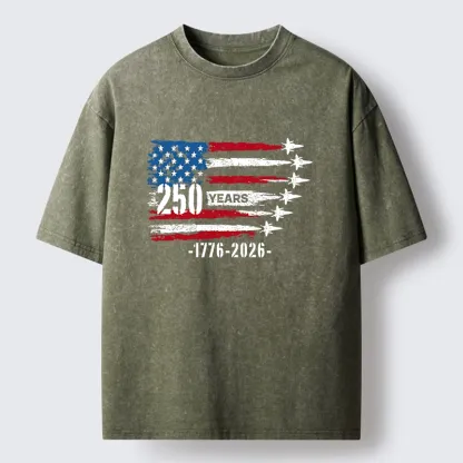 Tokyo-Tiger 250 Years Strong American Flag Washed T-Shirt