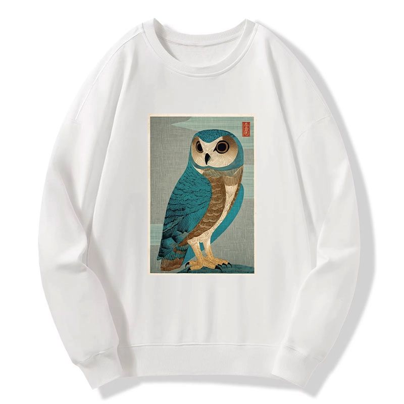 Tokyo-Tiger Vintage Owl Woodblock Art Classic Sweatshirt