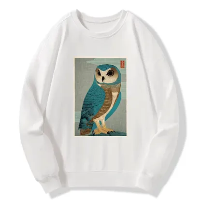 Tokyo-Tiger Vintage Owl Woodblock Art Classic Sweatshirt