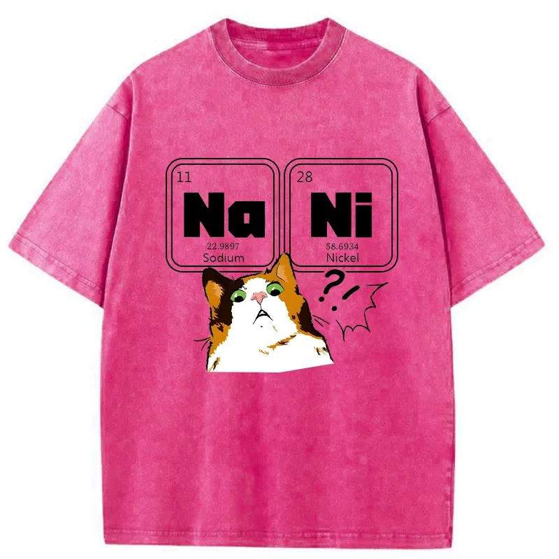 Tokyo-Tiger Funny NaNi Cat Washed T-Shirt
