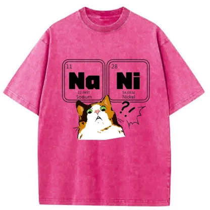 Tokyo-Tiger Funny NaNi Cat Washed T-Shirt