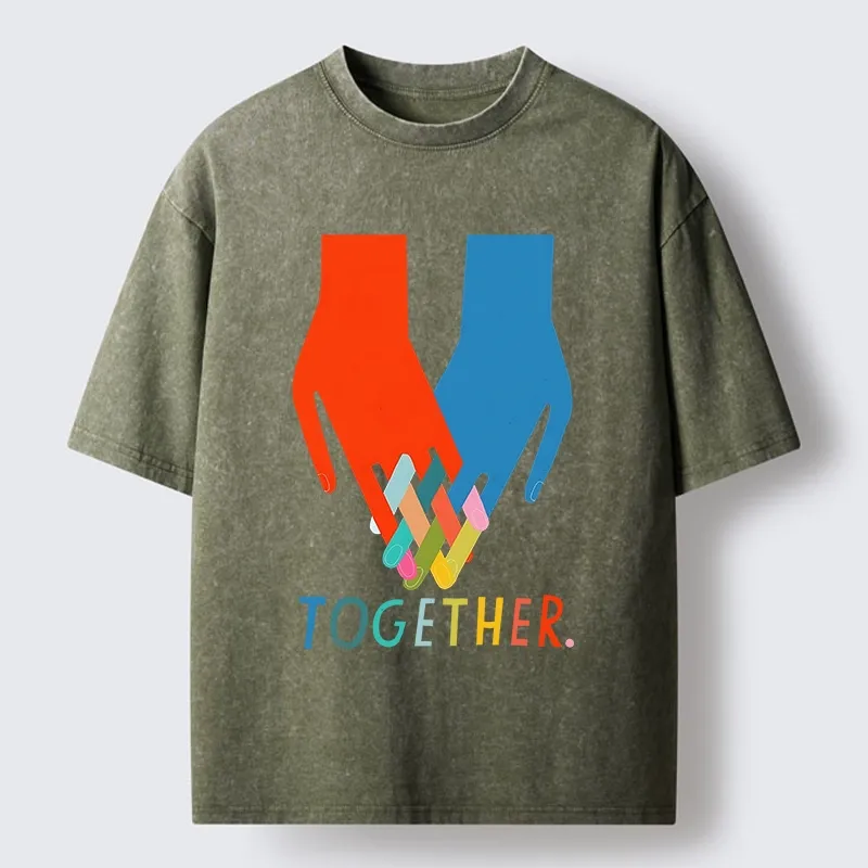Tokyo-Tiger All Colors Unite As Single Group Washed T-Shirt