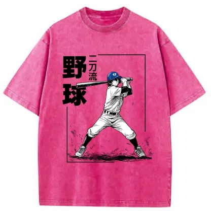 Tokyo-Tiger Two-way Baseball Player Washed T-Shirt