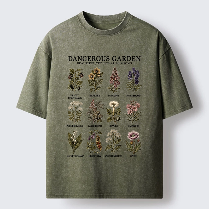 Tokyo-Tiger Lethal Plants With Pretty Blooms Washed T-Shirt