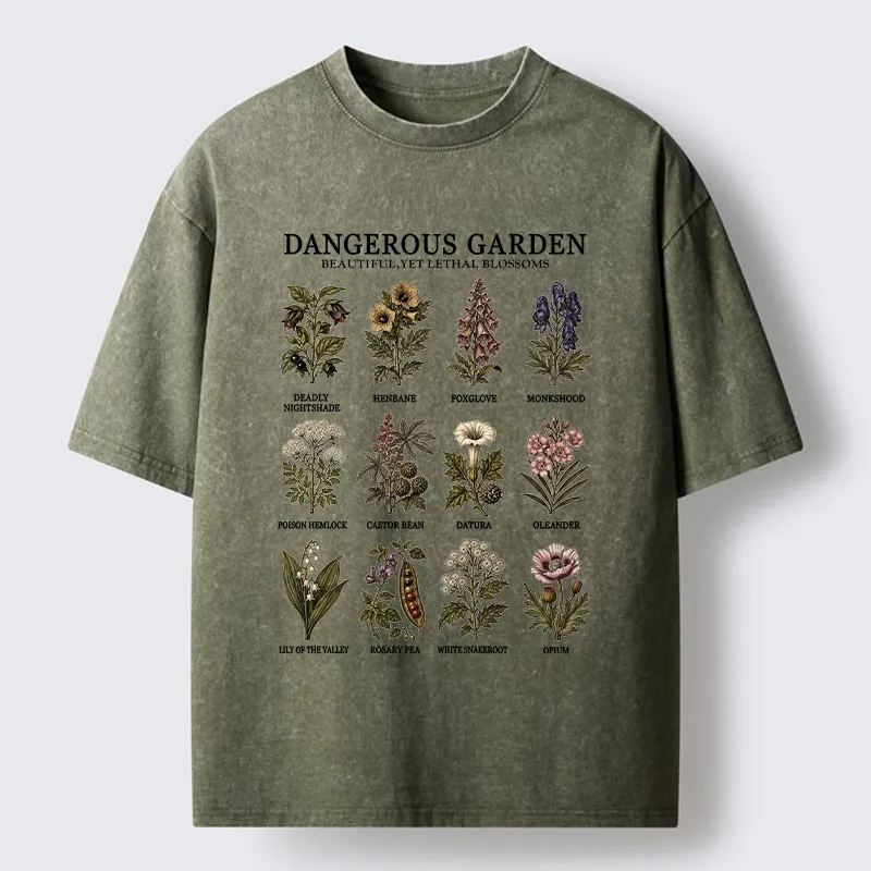 Tokyo-Tiger Lethal Plants With Pretty Blooms Washed T-Shirt
