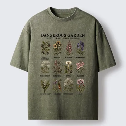 Tokyo-Tiger Lethal Plants With Pretty Blooms Washed T-Shirt