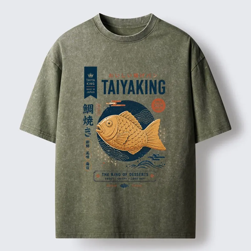 Tokyo-Tiger Taiyaki King Dessert Washed T-Shirt Sale
