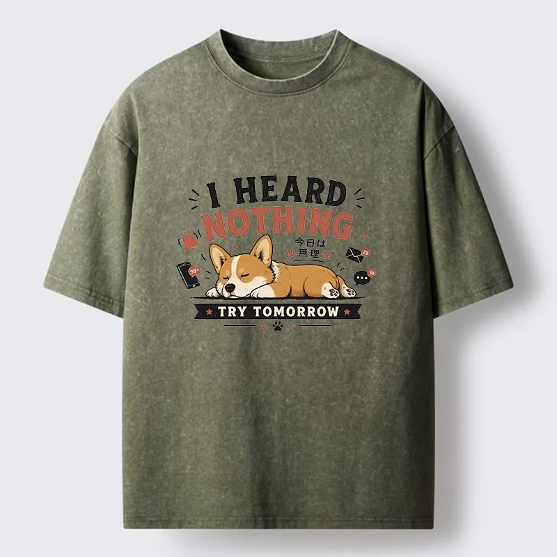 Tokyo-Tiger I Heard Nothing Today Washed T-Shirt