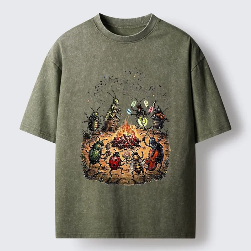 Tokyo-Tiger Bug Band Campfire Jam Washed T-Shirt
