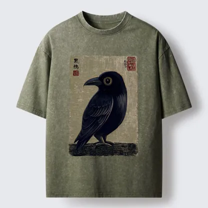 Tokyo-Tiger The Black Crow Art Print Washed T-Shirt