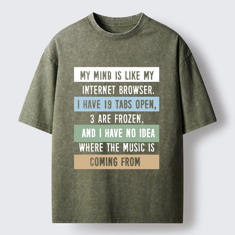 Tokyo-Tiger Funny Brain Tab Meme Washed T-Shirt