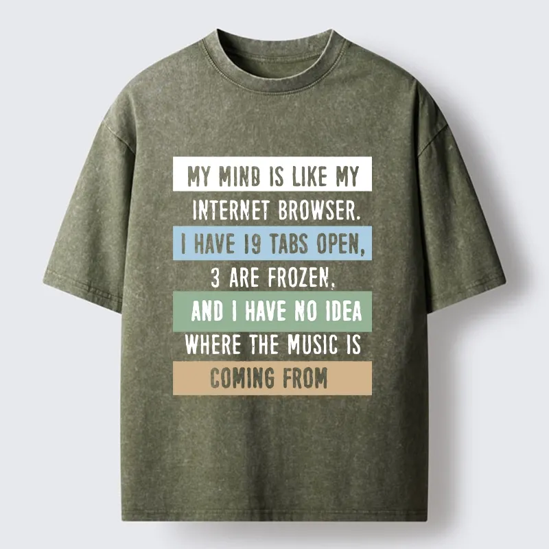 Tokyo-Tiger Funny Brain Tab Meme Washed T-Shirt