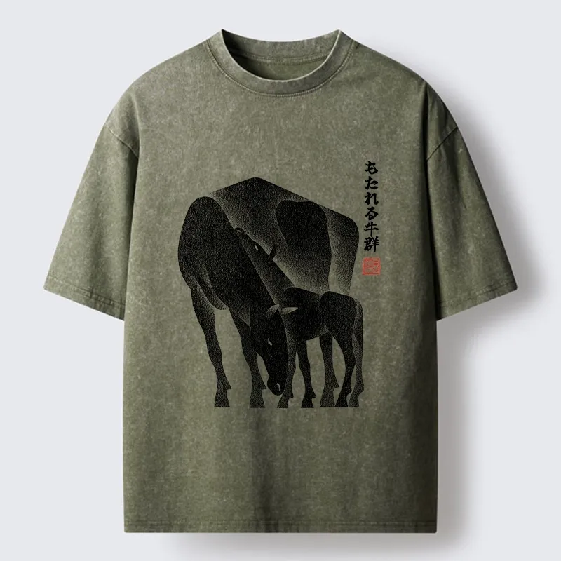 Tokyo-Tiger Zen Art Of Two Horses Washed T-Shirt