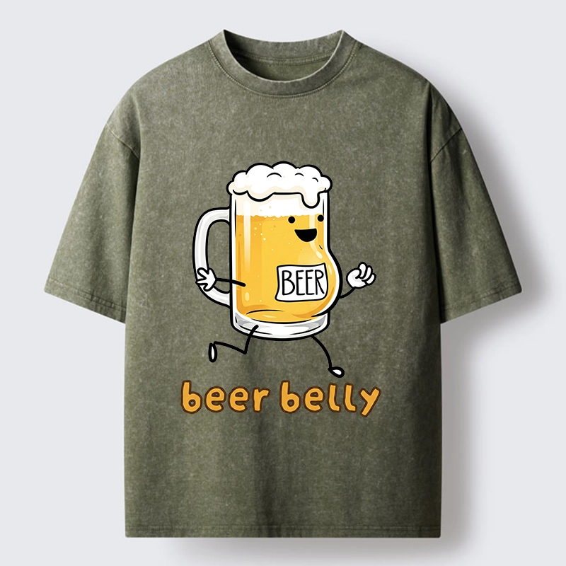 Tokyo-Tiger Walking Beer Mug With A Beer Belly Washed T-Shirt