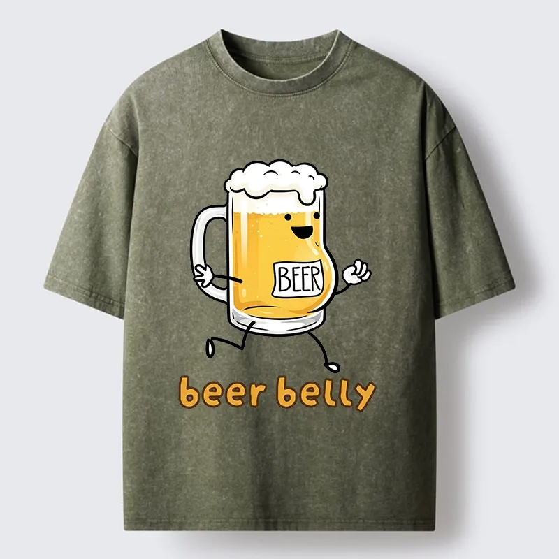 Tokyo-Tiger Walking Beer Mug With A Beer Belly Washed T-Shirt