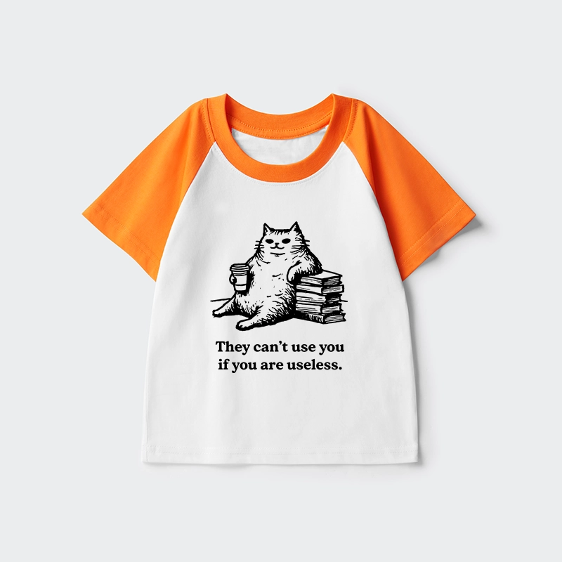 Tokyo-Tiger Cat Proving Uselessness Is A Superpower Kids Raglan T-shirt