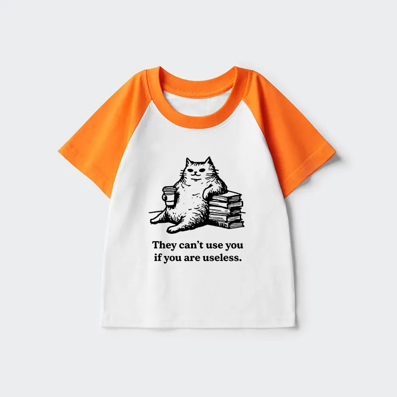 Tokyo-Tiger Cat Proving Uselessness Is A Superpower Kids Raglan T-shirt