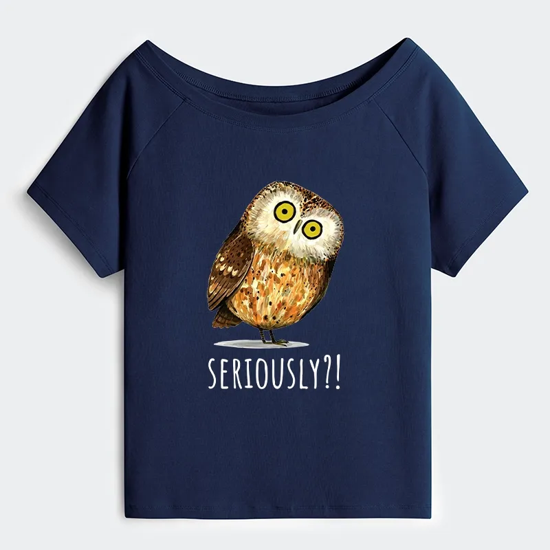 Tokyo-Tiger Seriously Confused Owl Meme Art Off Shoulder T-Shirt