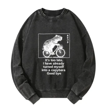 Tokyo-Tiger Funny Capybara Riding A Bicycle Washed Sweatshirt