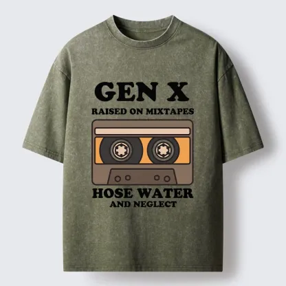 Tokyo-Tiger Retro Childhood GenX Cassette Tape Washed T-Shirt