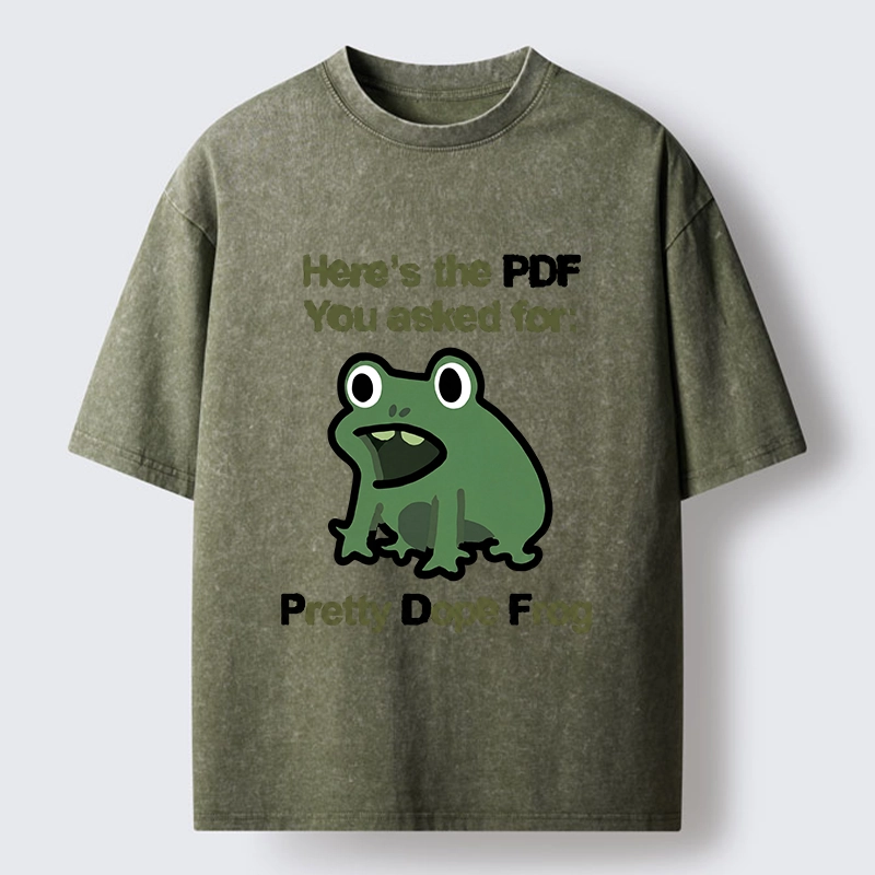 Tokyo-Tiger Funny Office PDF Frog Meme Washed T-Shirt