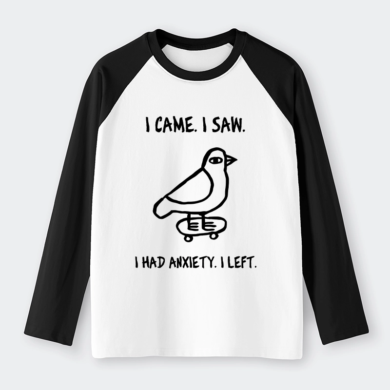 Tokyo-Tiger Funny Meme Bird Just Needs A Break Raglan Long Sleeve T-shirt