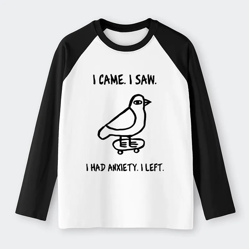 Tokyo-Tiger Funny Meme Bird Just Needs A Break Raglan Long Sleeve T-shirt