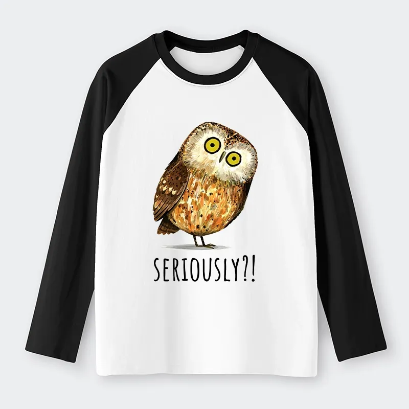 Tokyo-Tiger Seriously Confused Owl Meme Art Raglan Long Sleeve T-shirt