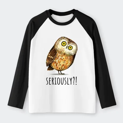 Tokyo-Tiger Seriously Confused Owl Meme Art Raglan Long Sleeve T-shirt